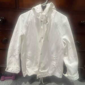Zara Cream/white denim Hooded Jacket